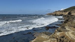 Cliffs and ocean meeting at Point Loma in San Diego California